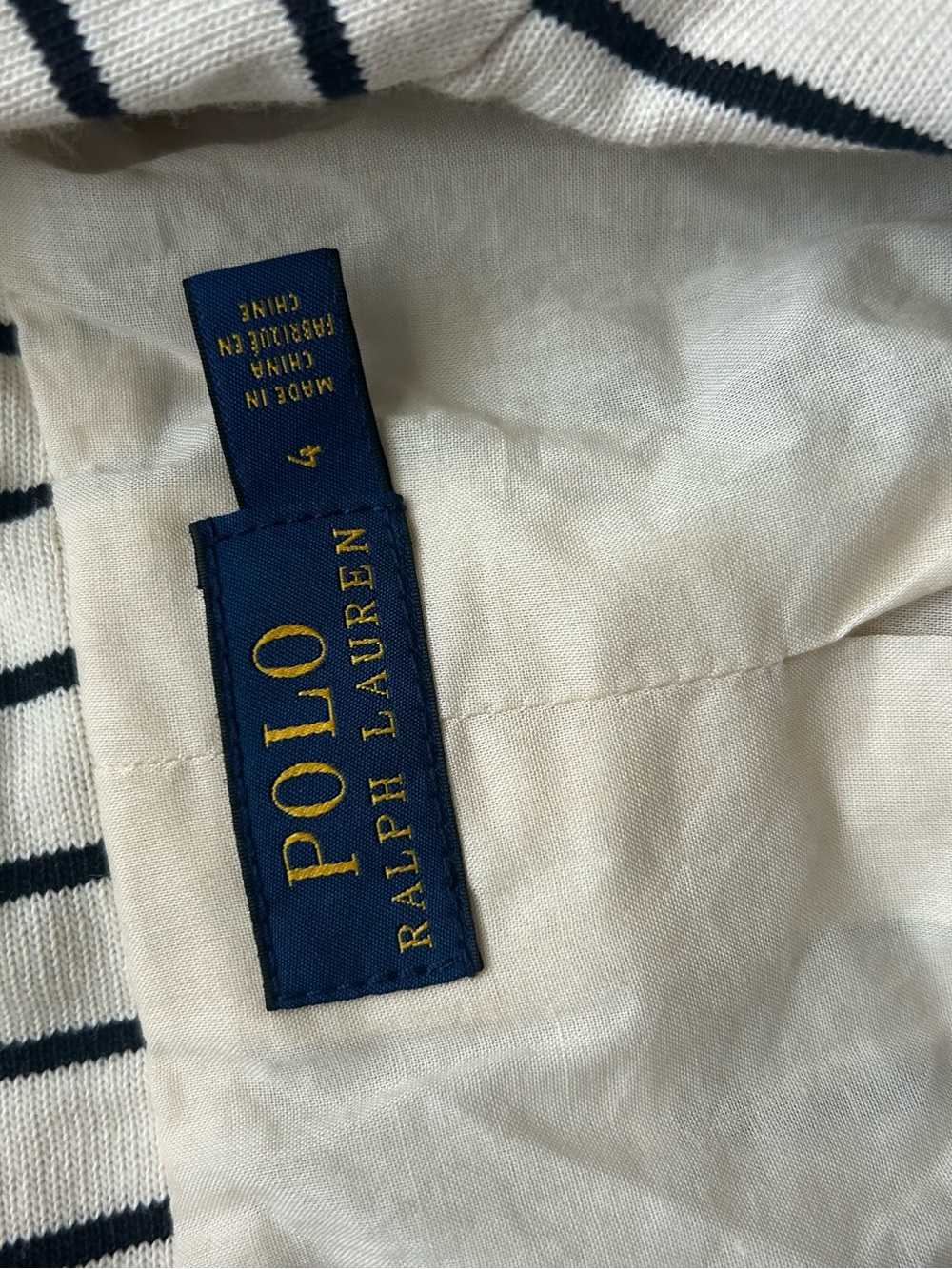 Polo by Ralph Lauren Cream Blazer with Navy Pinstripes and Crest Patch Cotton - Picture 11 of 16